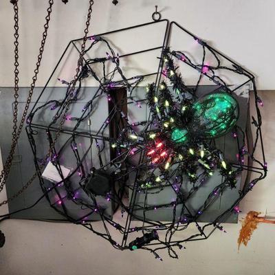 Lot 100 - Pumpkin Hollow 31" Animated Multi Motion Lighted Spider & Web Halloween Decoration 