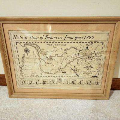 Lot 85 - Framed Historic Map of Tennessee 