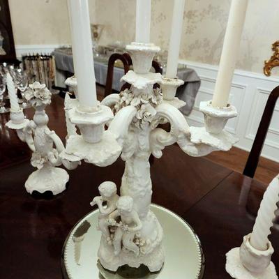 Lot 94 - Vintage Italian White Ceramic Candelabras 