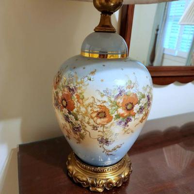 Lot 64 - Pair of Vintage Floral Ceramic Ginger Jar Table Lamps 