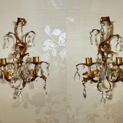 Lot 43 - Pair of Italian Gilt Tole Candle Sconces 