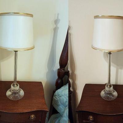 Lot 63 - Pair of Vintage Glass Table Lamps 