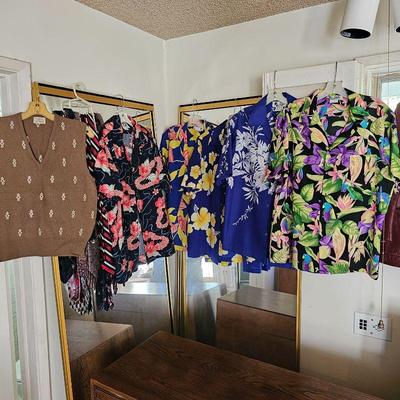 Numerous vintage Men's Hawaiian shirts.