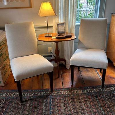 2 Side Chairs and 19c Octagonal candlestand