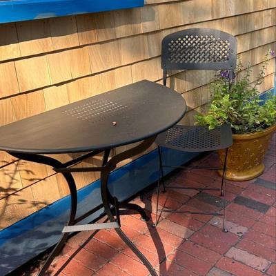 1 of 2 Demilune Metal Tables
