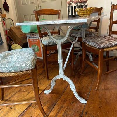 Cast Iron and Marble Bistro Table