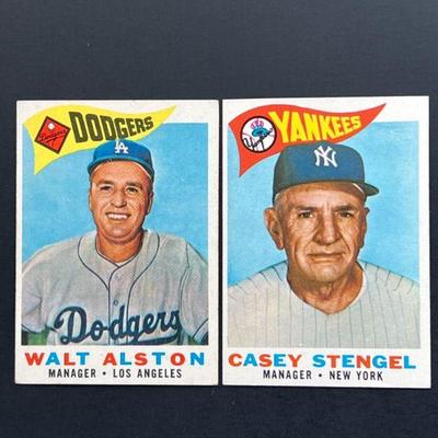 1960 Topps #227: Casey Stengel and #212: Walt Alston. Stengel was elected to Hall of Fame in 1966 and Alston in 1983. Casey Stengel...