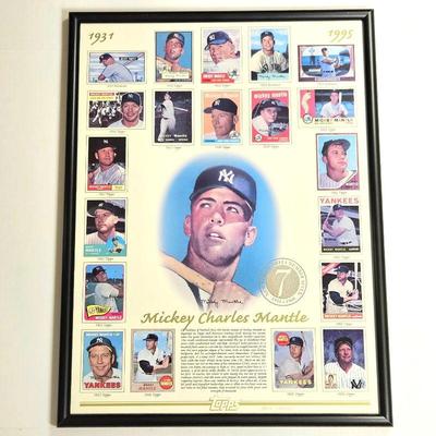 Limited Edition Framed Mickey Mantle Topps Commemorative Card Sheet. This commemorative card sheet features every year the famed Yankees...
