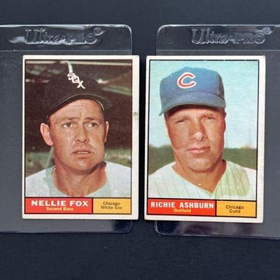 1961 Topps #30: Nellie Fox and #88: Richie Ashburn. Fox was elected the Hall of Fame in 1997 and Ashburn in 1995. Fox was named 1959 AL...