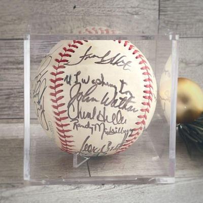1970â€™s Kansas City Royals Signed Baseball: 19 signatures on a Rawlings Official American League, Lee MacPhail, Baseball. Signatures...