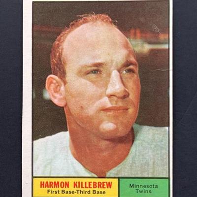1961 Topps #80: Harmon Killebrew. Elected to the Hall of Fame in 1984 he once blasted a 530 ft. home run into the upper deck of...