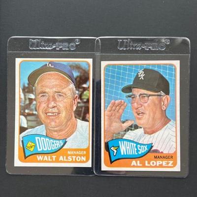 1965 Topps #217: Walt Alston and #414: Al Lopez. Alston the Brooklyn & LA Dodgers manager was elected to the HOF in 1983 and Lopez, who...
