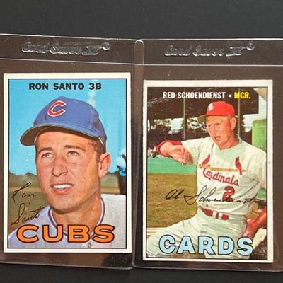 Lot #BC 35 - 1967 Baseball Cards Topps- Cubs 3rd Baseman #70 Ron Santo and #512: Red Schoendienst was a Mgr. for the Cardinals