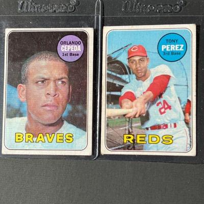 1969 Topps #385 Orlando Cepeda and #285: Tony Perez. Both of these Puerto Rican power hitters were elected to the HOF, Cepeda in 1999 and...