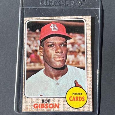 1968 Topps #100: Bob Gibson.Elected to the HOF in 1981. All-time Cardinal great was a 9-time All-Star, 2-time WS Champion, 1968 NL MVP,...