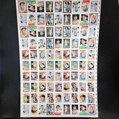 1996 Topps Mickey Mantle Uncut Card Sheet. All Playing -era Cards 1951-1969 on 27 x 40
