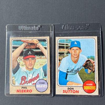 1968 Topps #103: Don Sutton and #257: Phil Niekro. Sutton was elected to the HOF in 1988 and Niekro in 1997.