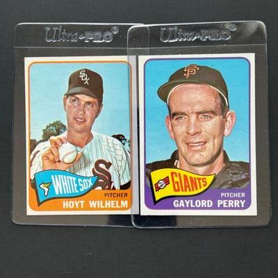 1965 Topps #193: Gaylord Perry and #276: Hoyt Wilhelm. Perry the â€œspit-ballerâ€ was elected to the HOF in 1991 and Wilhelm the...