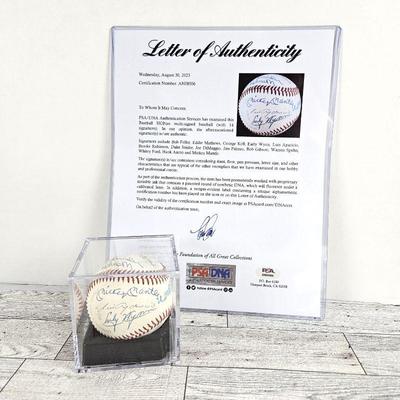 Mickey Mantle, Joe DiMaggio, Hank Aaron, Whitey Ford - 14 Total HOFers PSA Authenticated Signatures on ONE BALL! PSA has authenticated...