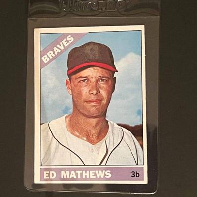 1966 Baseball Card Topps #200: Ed Mathews. Elected to the HOF in 1978. BOS/MIL/ATL Brave great was a 12-time All-Star and 2-time WS Champion