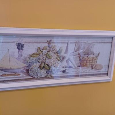 White Coastal Print Wall Art Framed Home Decor-Hanging Picture Boat-StarfishÂ 
