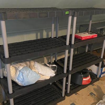 Plastic storage shelves