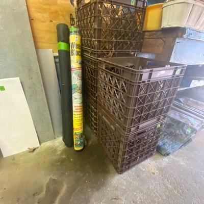 Plastic storage boxes with handles, garden week sheets