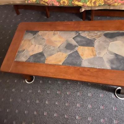 Rock slice coffee table