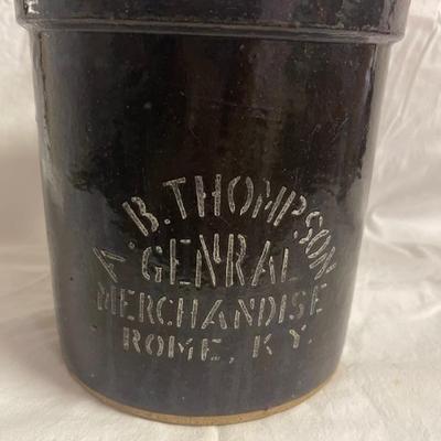 Local early advertising crock from Rome, KY general merchadise store