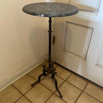 AAT018- Marble Top Bistro Table With Cast Iron Base