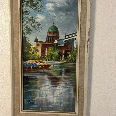 AAT013- Vintage Framed Painting On Board