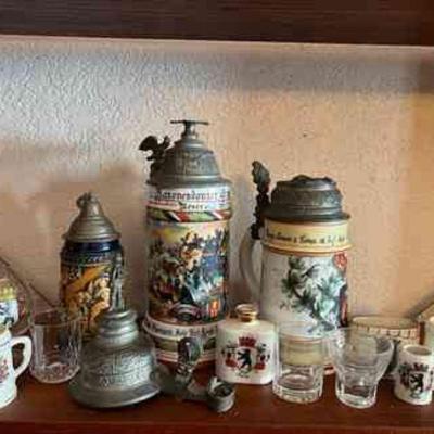 AAT077- Assorted German Beer Stein Mugs & Glassware