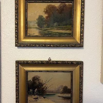 AAT011- (2) Vintage Framed Paintings On Board