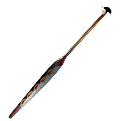 JERRY LAKTONEN ALUTIIQ CEREMONIAL PADDLE | Titled â€œRite of Passageâ€ hand painted Alutiiq oar with original tag, signed 