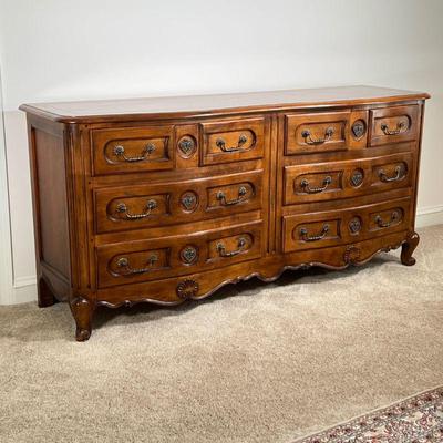 HENREDON DOUBLE DRESSER | Pierre Deux French Country Collection by Henredon double dresser with 6 drawers over shell relief carved apron....