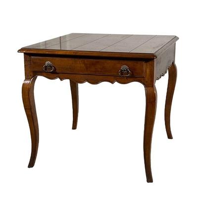 HENREDON SIDE TABLE | Henredon side table with single drawer and cabriolet legs. - l. 27.5 x w. 25.75 x h. 24 in 