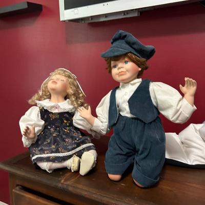 Vintage Boy and Girl Porcelain Doll Set