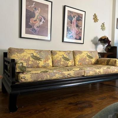 Vintage Oriental Framed Wall Art, Vintage Century Furniture Tomei Sofa