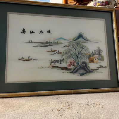 Pagoda Asia / China / Japan Silk Tapestry Picture /Art