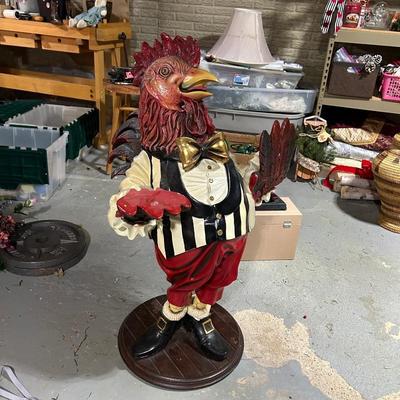 41 H" - Large Rooster Butler Statue