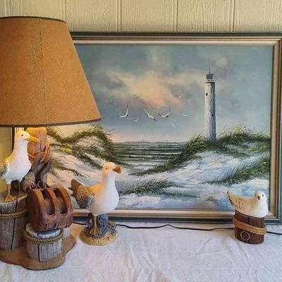 Seagull Lamp, Wooden Seagulls, and Canvas Print