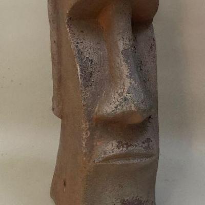 Vtg. aluminum Easter Island head - Moai sculpture, ht. 14 in.