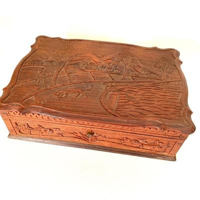 Carved sewing box