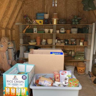 Outdoor shed. lots of potting supplies.