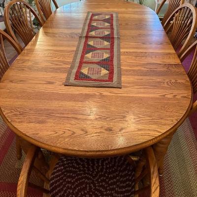 Oak table, dining room, table set