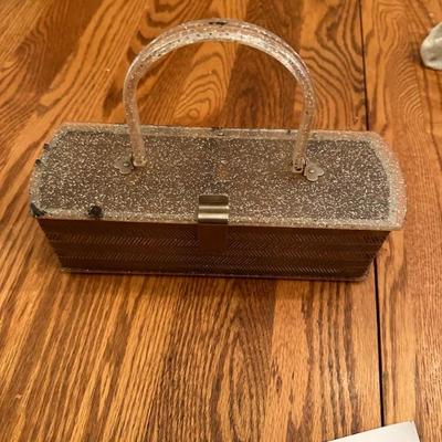 Lucite & metal handbag 