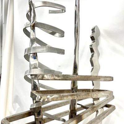 6 ft tall original polished stainless steel sculpture by Art Videen Minnesota Artist.