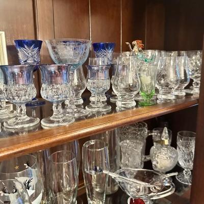 Crystal stemware including Boyne goblets & Hock Powerscourt wine glasses
