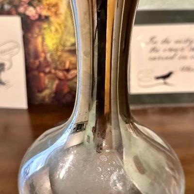 Silver fade decanter (has matching glasses)