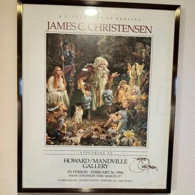 James C. Christensen autographed poster